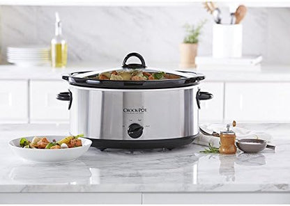 Crock-Pot 7 Quart Oval Manual Slow Cooker – Stainless Steel el 1t w8 p1 z9