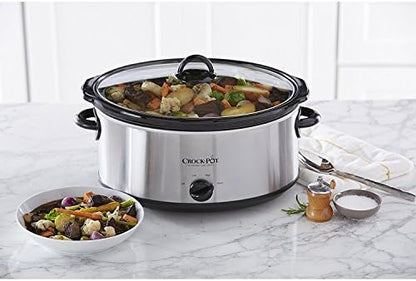 Crock-Pot 7 Quart Oval Manual Slow Cooker – Stainless Steel el 1t w8 p1 z9