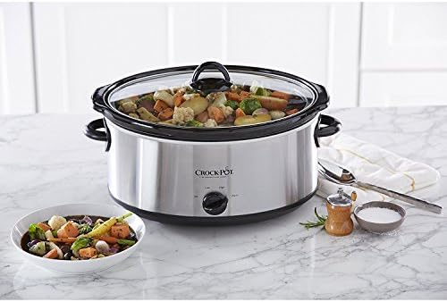 Crock-Pot 7 Quart Oval Manual Slow Cooker – Stainless Steel el 1t w8 p1 z9