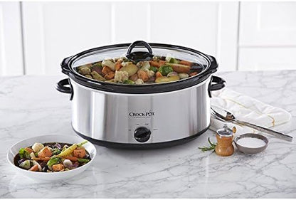 Crock-Pot 7 Quart Oval Manual Slow Cooker – Stainless Steel el 1t w8 p1 z9