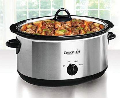Crock-Pot 7 Quart Oval Manual Slow Cooker – Stainless Steel el 1t w8 p1 z9