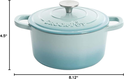 Crock-Pot 3 Quart Enameled Cast Iron Dutch Oven – Aqua 4m hv rh zm 8o