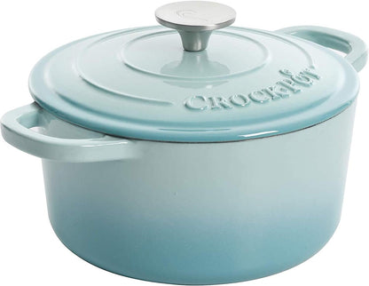 Crock-Pot 3 Quart Enameled Cast Iron Dutch Oven – Aqua 4m hv rh zm 8o